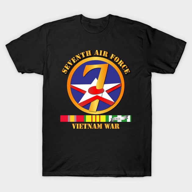 USAF -  SSI - Seventh Air Force w VN SVC Ribbons T-Shirt by twix123844